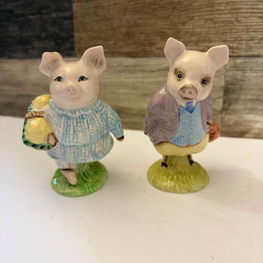 Royal Albert Beatrix Potter Little Pig Robinson & Pigling Bland Figurines Set